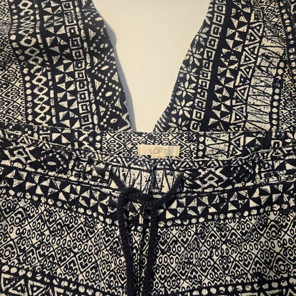 LOFT dark navy geometric tribal pattern ankle‎ pants Size 14 - Picture 4 of 7